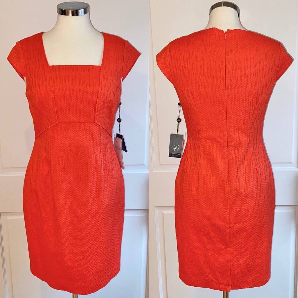 Adrianna Papell NEW Coral Sheath Dress Size 8P